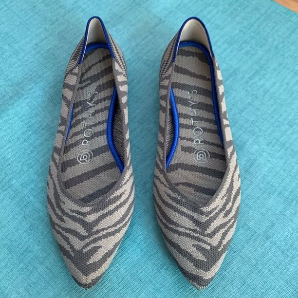Rothy’s The Point Gray Zebra Pointed Ballet Flats Women’s 6